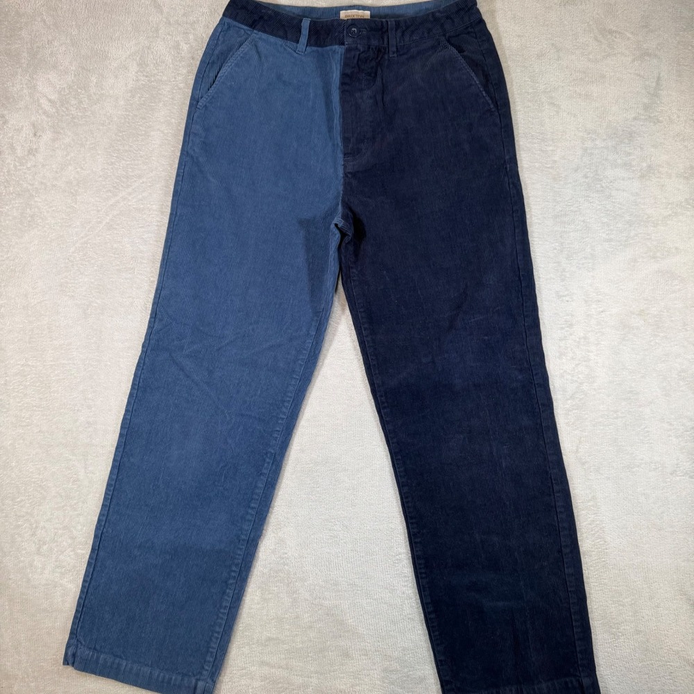 Brixton Colorblock Corduroy Pants Blue Two Tone Straight Leg Trousers Size 29‎